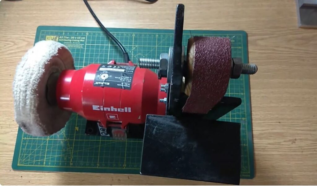 Homemade belt sander from grinding motor