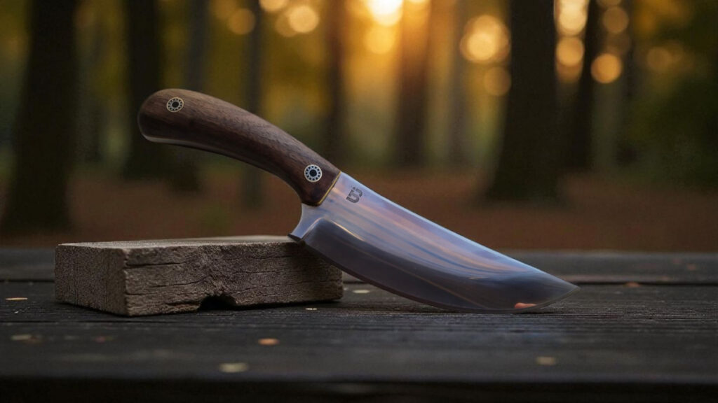 handmade bushcraft knife blade grinding process